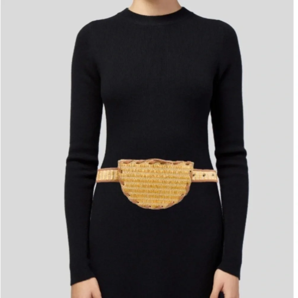 POOLSIDE Metallic Raffia Belt Bag brand new with tags